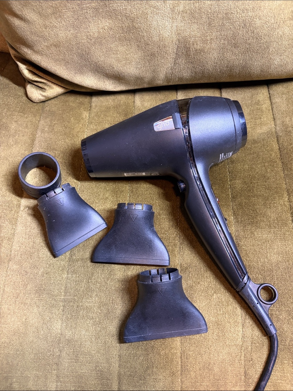 ghd air dryer 1.0 Black Hair Dryer with Three Concentrator Nozzles